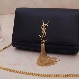 Replica Saint Laurent YSL 354119 Medium Kate Tassel Chain Bag Black Smooth Leather