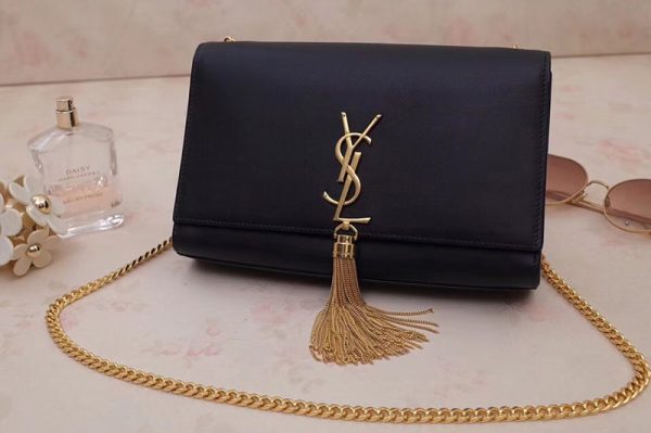 Replica Saint Laurent YSL 354119 Medium Kate Tassel Chain Bag Black Smooth Leather