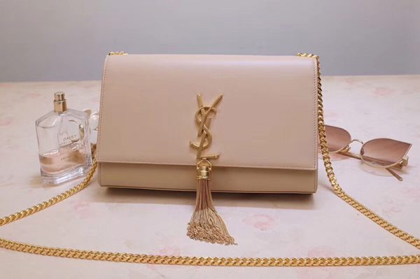 Replica Saint Laurent YSL 354119 Medium Kate Tassel Chain Bag Beige Smooth Leather