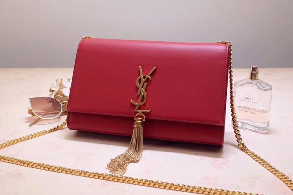 Replica Saint Laurent YSL 354119 Medium Kate Tassel Chain Bag Red Smooth Leather