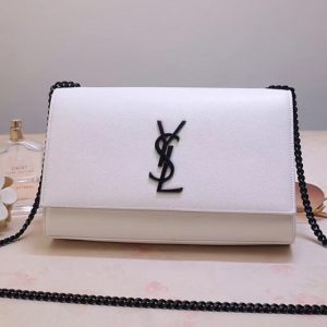 Replica Saint Laurent YSL 354119 Medium Kate Tassel Chain Bag White Smooth Leather