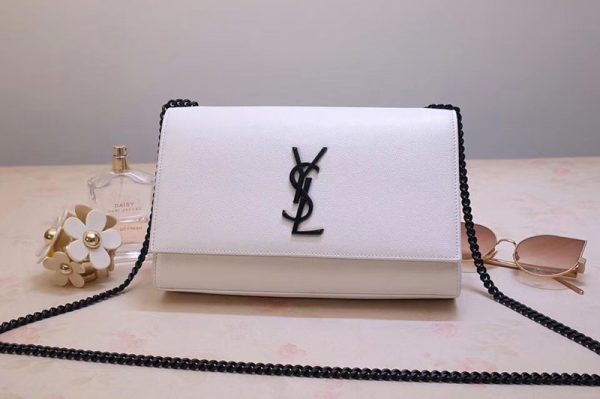 Replica Saint Laurent YSL 354119 Medium Kate Tassel Chain Bag White Smooth Leather