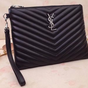 Replica Saint Laurent YSL 379039 Monogram A5 Pouch Bags In Black Matelasse Leather