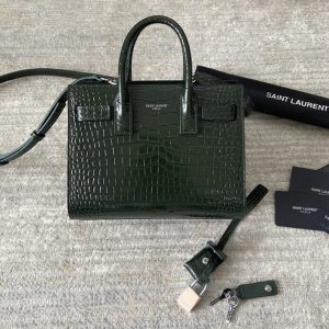 Replica Saint Laurent 392035 YSL CLASSIC SAC DE JOUR NANO IN Green CROCODILE-EMBOSSED SHINY LEATHER