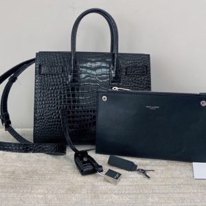 Replica Saint Laurent 421863 YSL CLASSIC SAC DE JOUR BABY IN Black CROCODILE EMBOSSED MATTE LEATHER