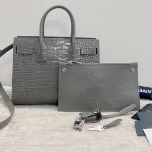 Replica Saint Laurent 421863 YSL CLASSIC SAC DE JOUR BABY IN Grey CROCODILE EMBOSSED MATTE LEATHER