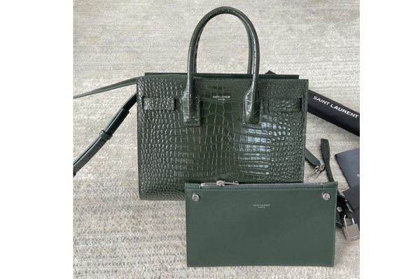 Replica Saint Laurent 421863 YSL CLASSIC SAC DE JOUR BABY IN Green CROCODILE EMBOSSED MATTE LEATHER