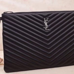 Replica Saint Laurent YSL 440222 Monogram document holder Bags in Black matelasse leather