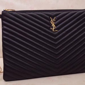 Replica Saint Laurent YSL 440222 Monogram document holder Bags in Black matelasse leather Gold Hardware