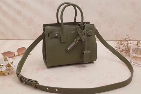 Replica Saint Laurent YSL 466283 Nano Sac De Jour Souple Bag In Green Grained Leather