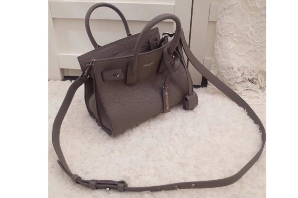 Replica Saint Laurent YSL 466283 Nano Sac De Jour Souple Bag In Gray Grained Leather