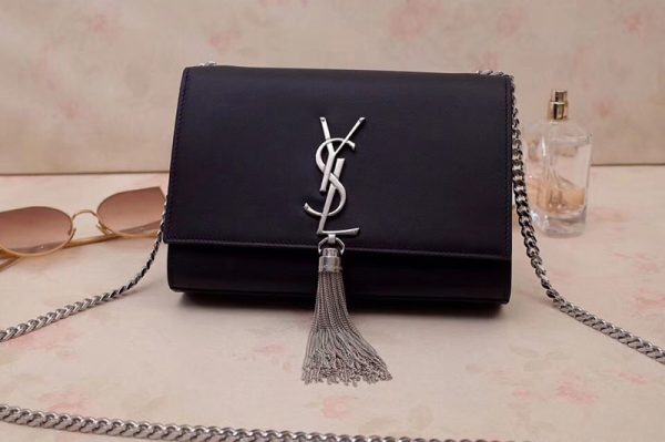 Replica Saint Laurent 474366 Kate Small With Tassel Bags In Black Smooth Leather Silver Hardware