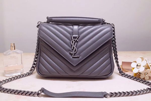 Replica Saint Laurent YSL 487213 College Medium Bags In Gray Matelasse Leather