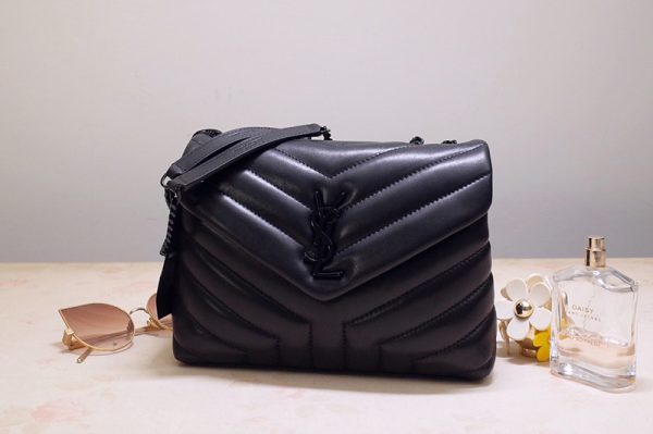 Replica Saint Laurent 494699 YSL LOULOU SMALL BAG IN Black Y-QUILTED LEATHER With Black Hardware