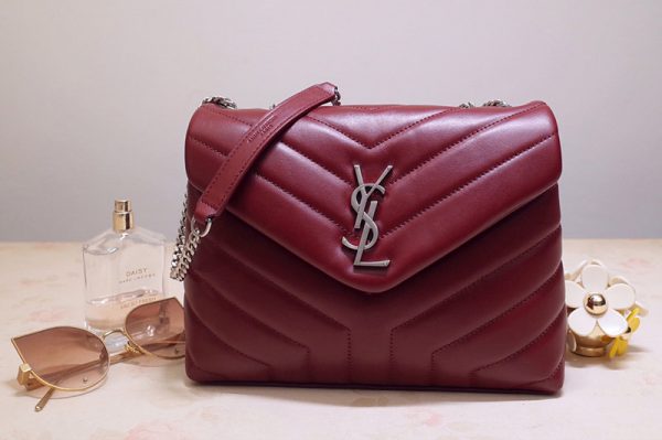 Replica Saint Laurent 494699 YSL LOULOU SMALL BAG IN Red Y-QUILTED LEATHER With Silver Hardware