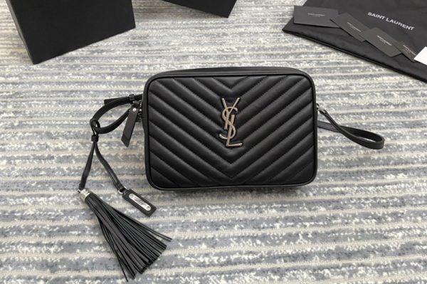 Replica YSL 520534 Saint Laurent Lou Camera Bag in Quilted Black Leather With Silver Hardware