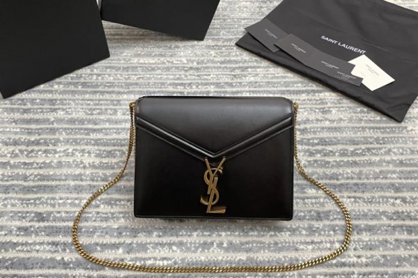 Replica Saint Laurent 532750 YSL Cassandra Monogram Clasp Bags In Black Smooth Leather