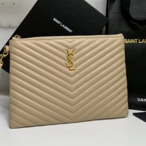 Replica Saint Laurent YSL 559193 Monogram Tablet Pouch In Beige Matelasse Leather