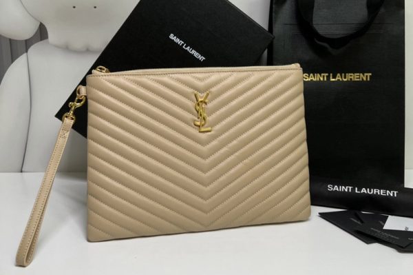 Replica Saint Laurent YSL 559193 Monogram Tablet Pouch In Beige Matelasse Leather