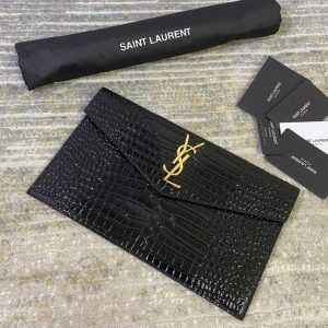 Replica Saint Laurent 565739 YSL UPTOWN POUCH IN CROCODILE EMBOSSED SHINY LEATHER