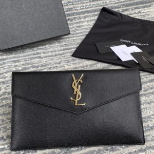 Replica Saint Laurent 565739 YSL uptown pouch in Black GRAIN DE POUDRE EMBOSSED LEATHER