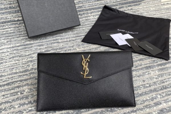 Replica Saint Laurent 565739 YSL uptown pouch in Black GRAIN DE POUDRE EMBOSSED LEATHER