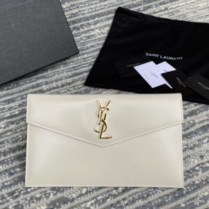 Replica Saint Laurent 565739 YSL uptown pouch in White Smooth Leather