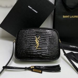 Replica Saint Laurent 612544 YSL LOU CAMERA BAG IN Black Crocodile LEATHER