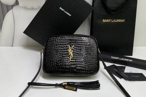 Replica Saint Laurent 612544 YSL LOU CAMERA BAG IN Black Crocodile LEATHER