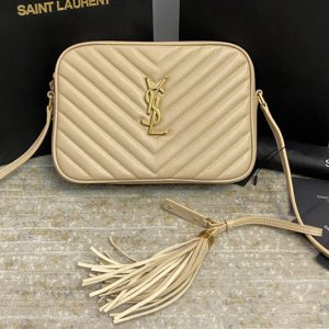 Replica Saint Laurent 612544 YSL LOU CAMERA BAG IN Beige QUILTED LEATHER