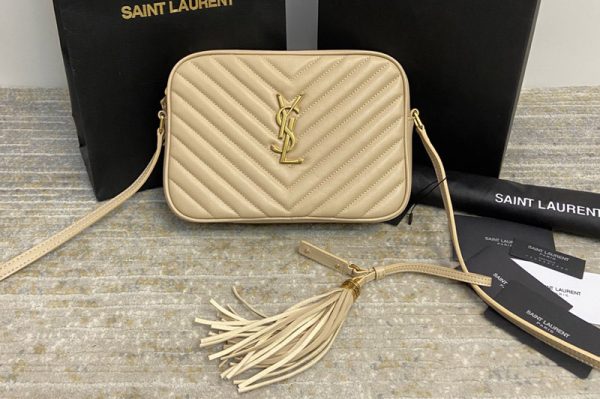 Replica Saint Laurent 612544 YSL LOU CAMERA BAG IN Beige QUILTED LEATHER