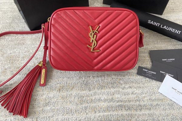 Replica Saint Laurent 612544 YSL LOU CAMERA BAG IN Red QUILTED LEATHER