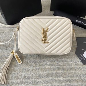 Replica Saint Laurent 612544 YSL LOU CAMERA BAG IN White QUILTED LEATHER