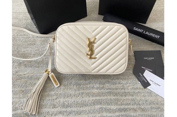 Replica Saint Laurent 612544 YSL LOU CAMERA BAG IN White QUILTED LEATHER