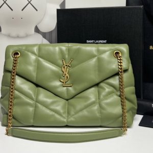 Replica Saint Laurent 577475 YSL Loulou Puffer Medium Bag in Green Quilted Lambskin Leather