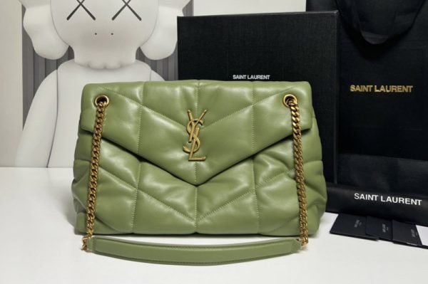 Replica Saint Laurent 577475 YSL Loulou Puffer Medium Bag in Green Quilted Lambskin Leather