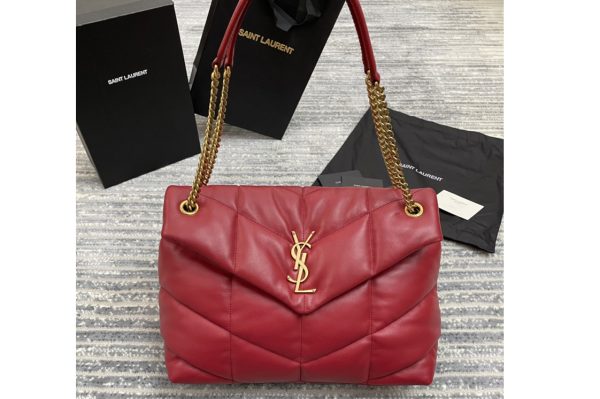 Replica Saint Laurent 577475 YSL Loulou Puffer Medium Bag in Red Quilted Lambskin Leather Gold Hardware