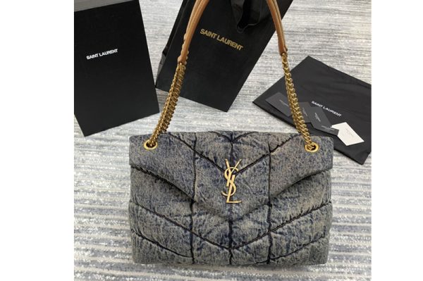 Replica Saint Laurent 577475 YSL Loulou Puffer Medium Bag in Denim