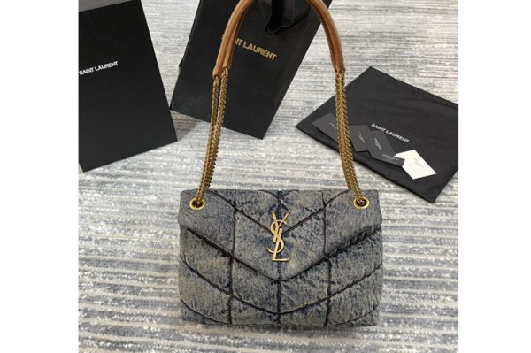 Replica Saint Laurent 577476 YSL Loulou Puffer Small Bag in Denim