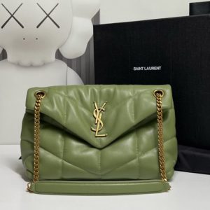 Replica Saint Laurent 577476 YSL LOULOU PUFFER SMALL BAG IN Green QUILTED LAMBSKIN