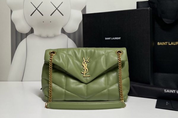 Replica Saint Laurent 577476 YSL LOULOU PUFFER SMALL BAG IN Green QUILTED LAMBSKIN