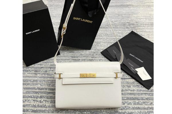 Replica Saint Laurent 579271 YSL MANHATTAN SHOULDER BAG IN White SMOOTH LEATHER