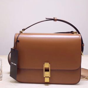 Replica Saint Laurent YSL 585060 Carre Satchel Bags In Tan Smooth Leather