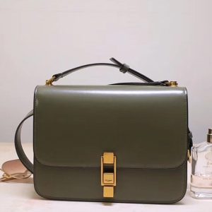 Replica Saint Laurent YSL 585060 Carre Satchel Bags In Green Smooth Leather