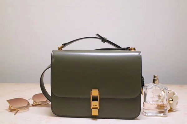 Replica Saint Laurent YSL 585060 Carre Satchel Bags In Green Smooth Leather