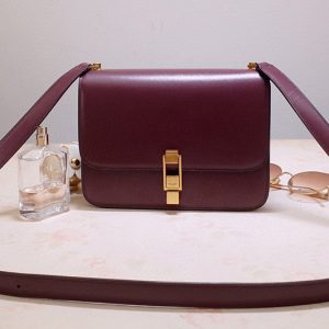 Replica Saint Laurent YSL 585060 Carre Satchel Bags In Burgundy Smooth Leather