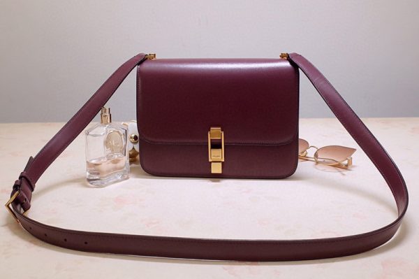 Replica Saint Laurent YSL 585060 Carre Satchel Bags In Burgundy Smooth Leather