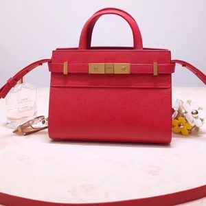 Replica Saint Laurent 593741 YSL Manhattan Nano Bag in Red Grain de Poudre Embossed Leather