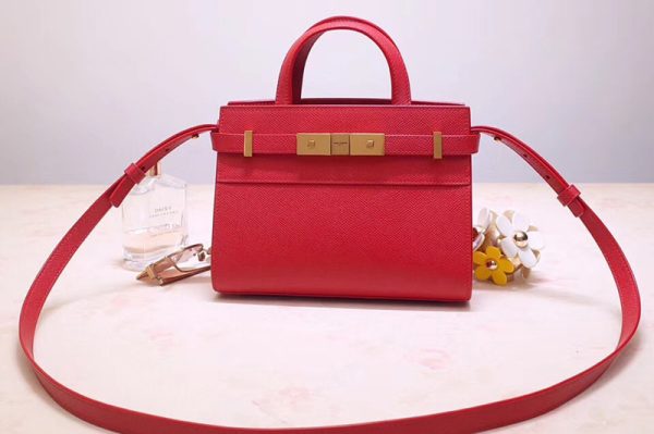 Replica Saint Laurent 593741 YSL Manhattan Nano Bag in Red Grain de Poudre Embossed Leather