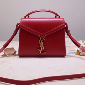 Replica Saint Laurent 602716 YSL Cassandra Mini Top handle bag In Red Grain de Poudre Embossed Leather